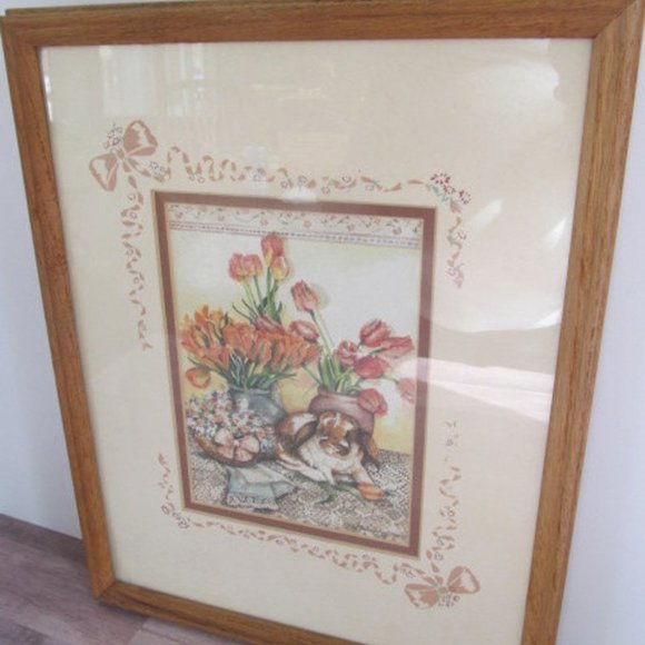 Floppy Ear Bunny Framed Watercolor Painting Framed Oak Easter Bunny Rabbit Decor - Picture 5 of 5